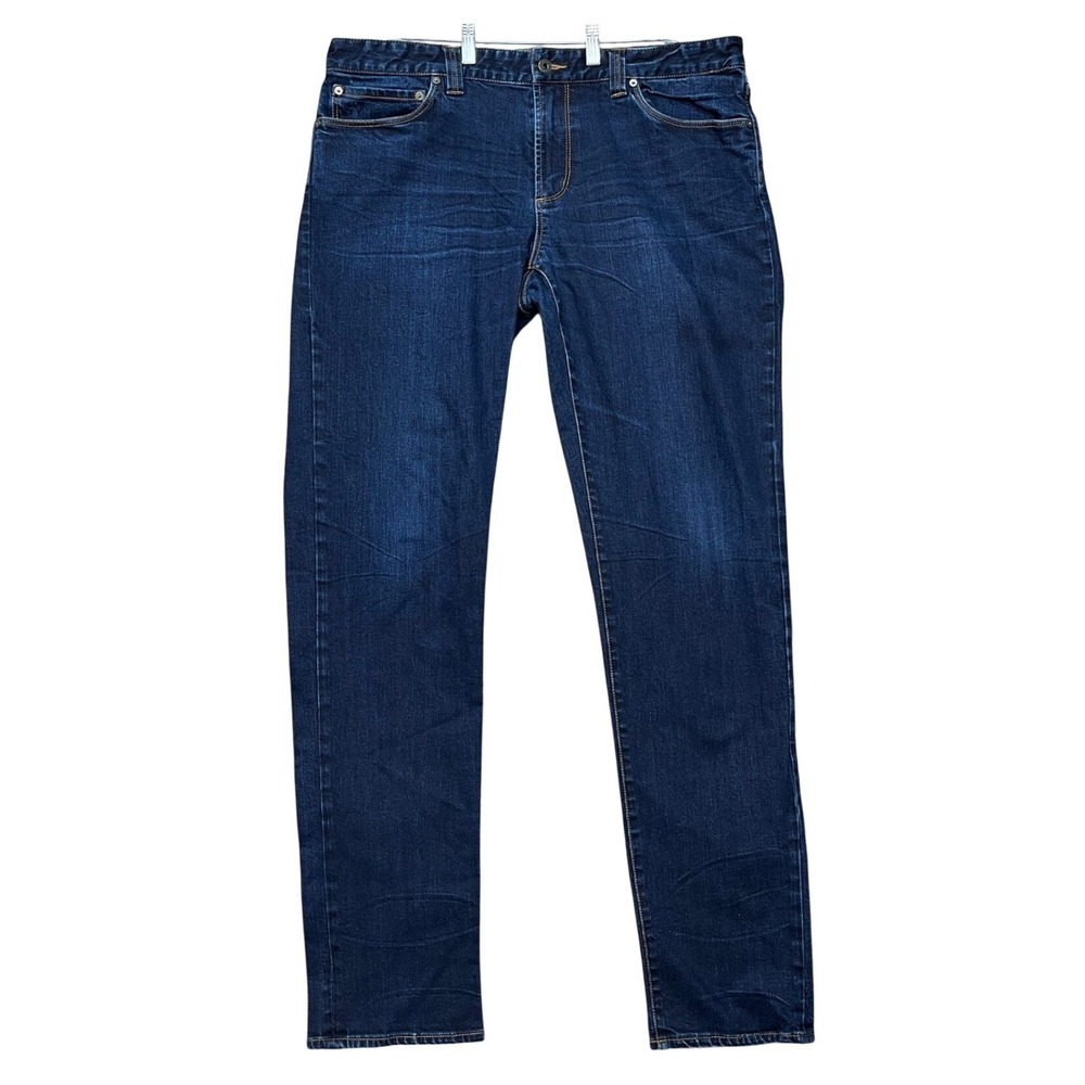 LL Bean Signature Slim Straight Jeans Men 38x36 Dark Wash Stretch 5 Pocket Denim